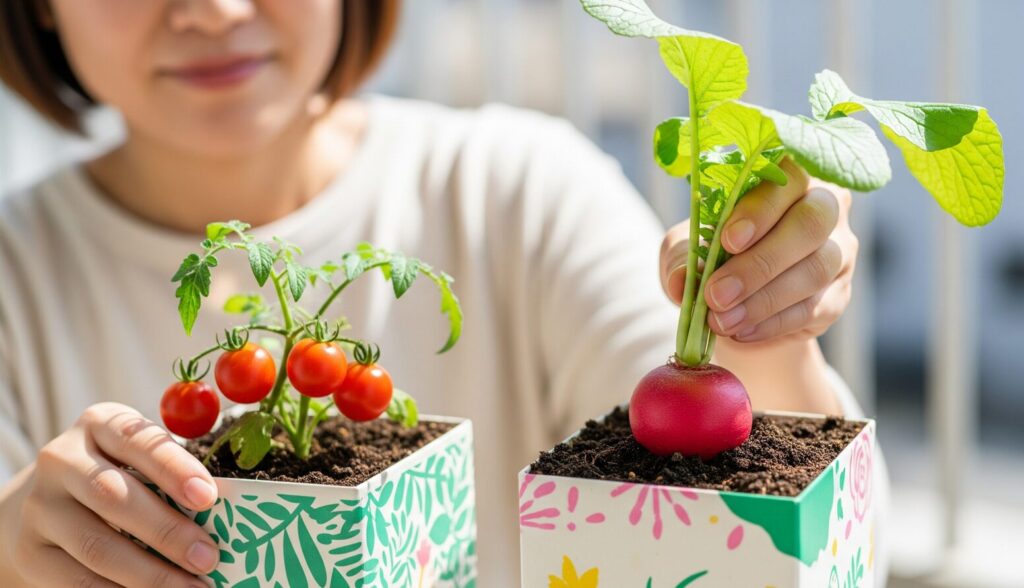 育てる野菜はラディッシュやトマトなど